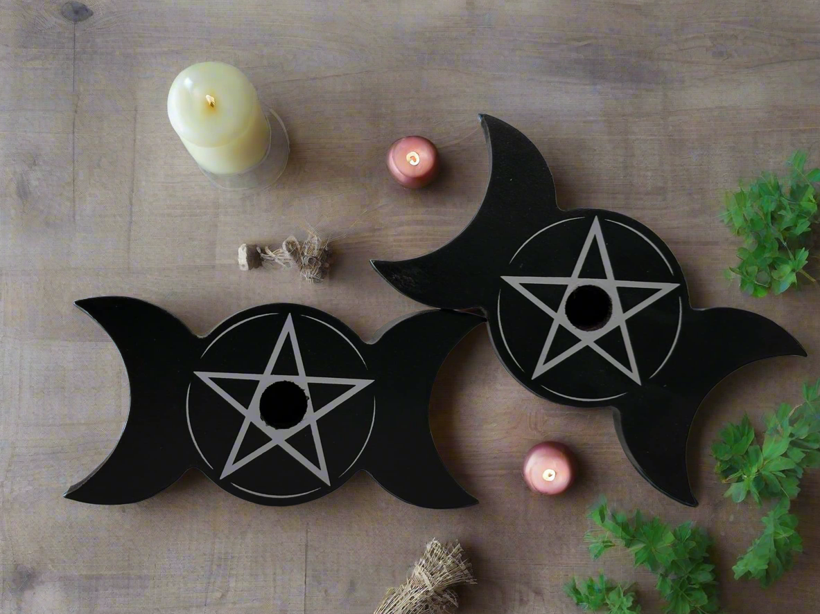 Triple Moon Spell Candle Holder